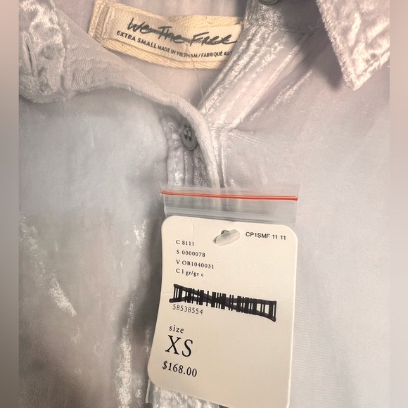 Free People We the Free Sorrento Velvet Maxi Top in Light Grey - Picture 6 of 7